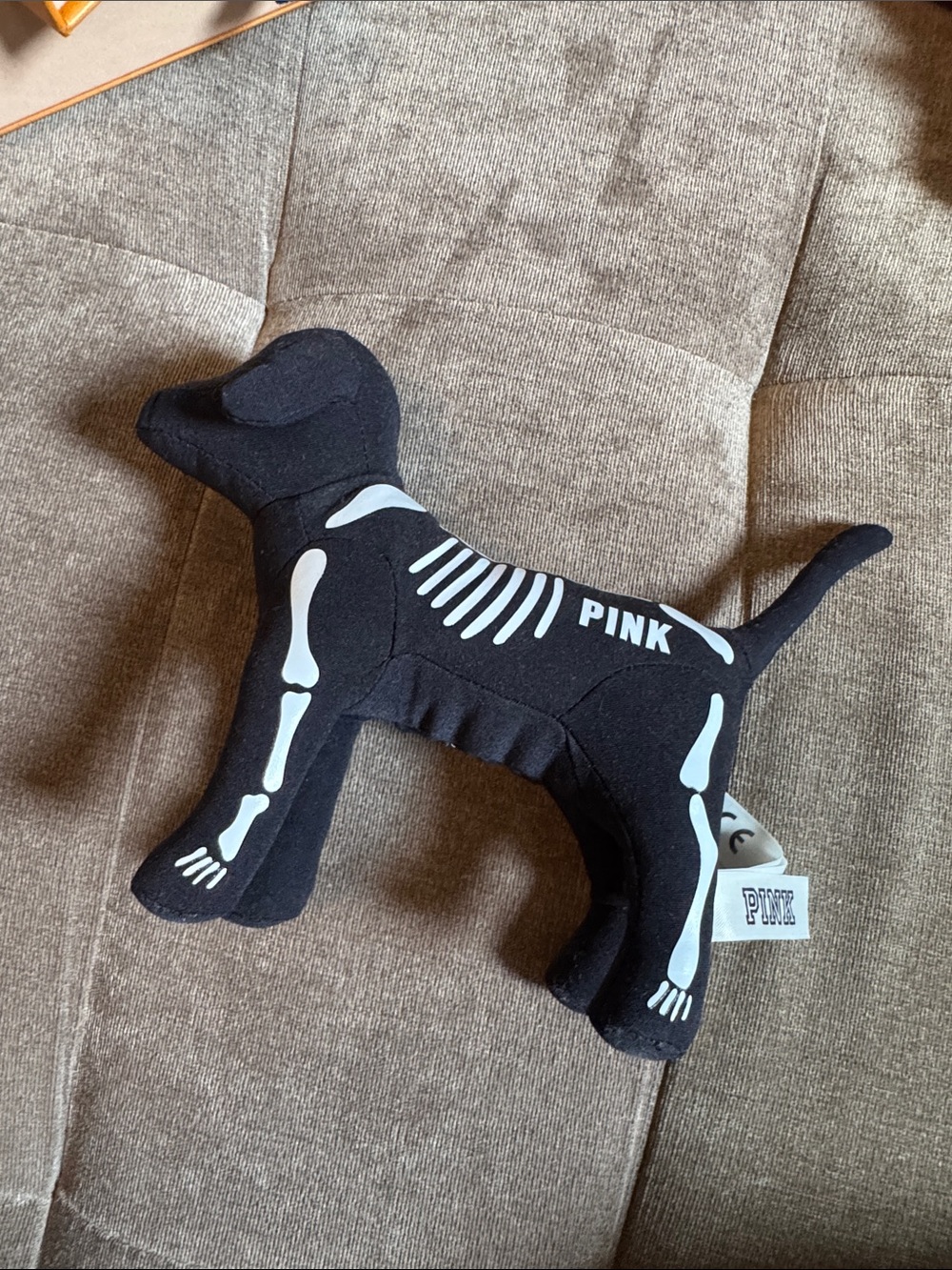 PINK Victoria's Secret Black Dog Skeleton Plush Toy